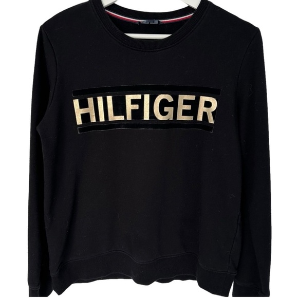 TOMMY HILFIGER CREWNECK SWEATER WOMENS SIZE MEDIUM BLACK - Picture 1 of 9